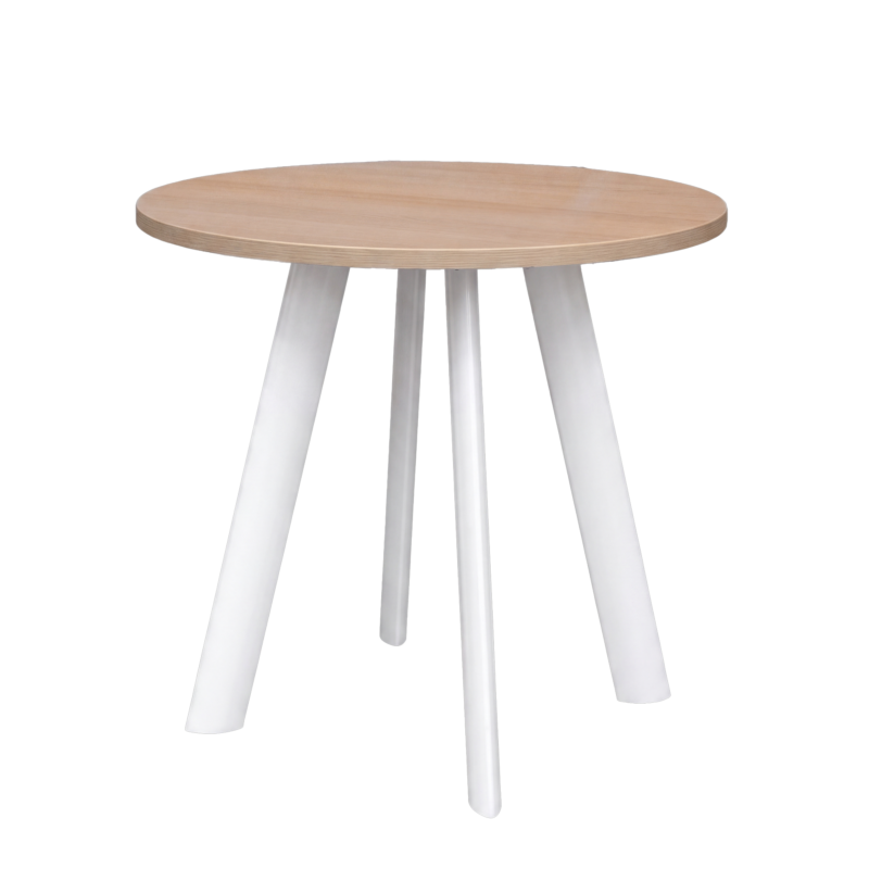 10-eiken-wit Vergadertafel Modu 80cm rond