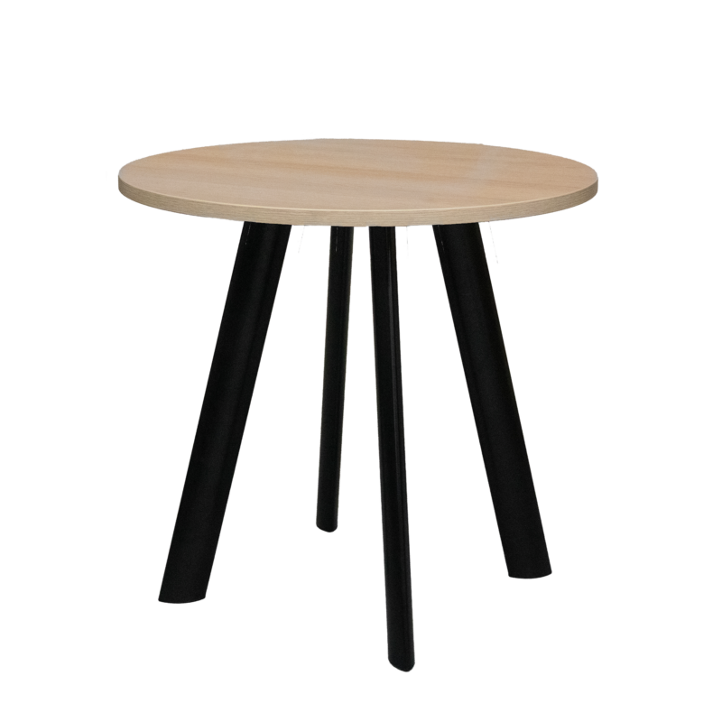 10-eiken-zwart Vergadertafel Modu 80cm rond