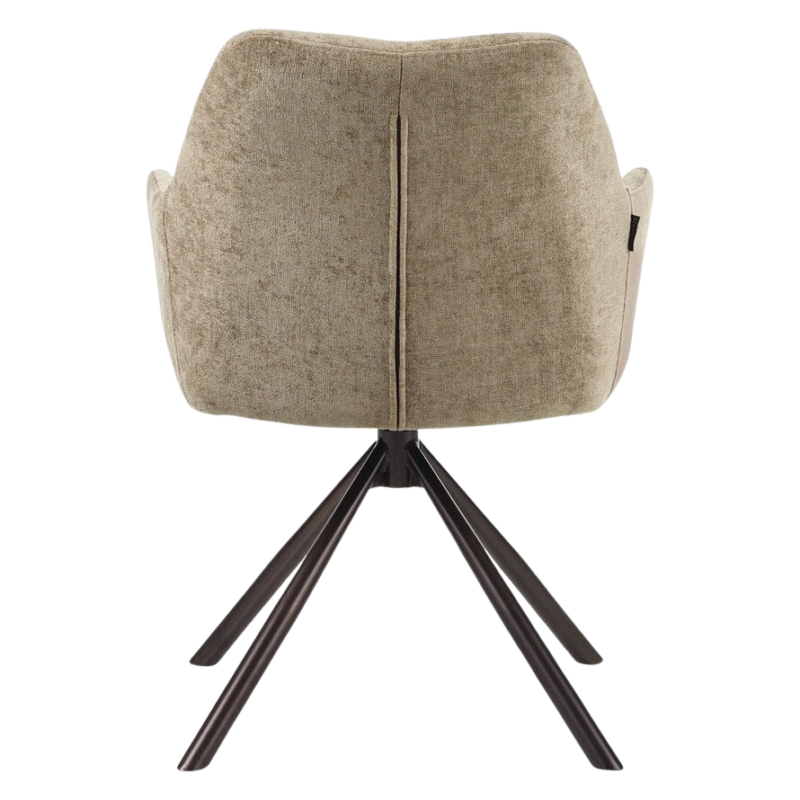 10_31427a3f-bcc6-4d55-a53e-0cf7ddc2e28b Kova stoel taupe met luxe bekleding en donkerbruin frame