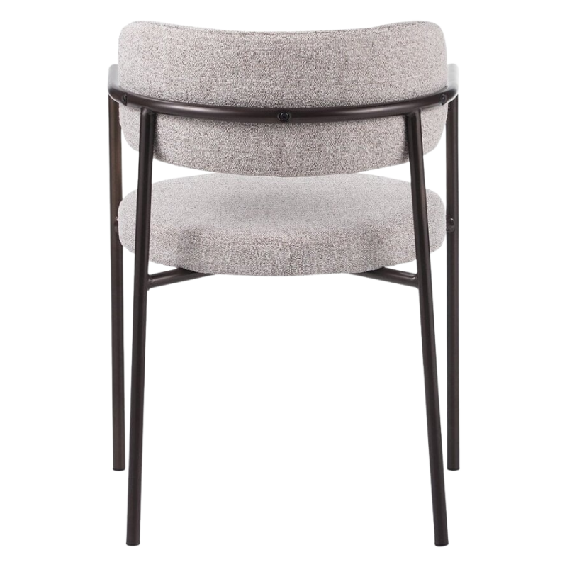 Kio stoel off white met armleuningen en donkerbruin frame
