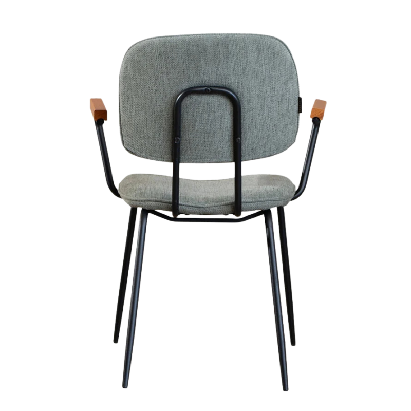 10_8ff5b6f4-b0c1-4992-b45c-12a81c5e21b4 Kax stoel groen met houten armleuningen en zwart metalen frame