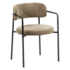 Kio stoel taupe met armleuningen en donkerbruin frame