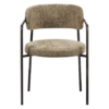 Kio stoel taupe met armleuningen en donkerbruin frame