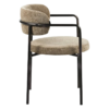 Kio stoel taupe met armleuningen en donkerbruin frame