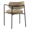 Kio stoel taupe met armleuningen en donkerbruin frame