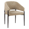 Kruno stoel beige met gestoffeerde zitting en donkerbruin frame