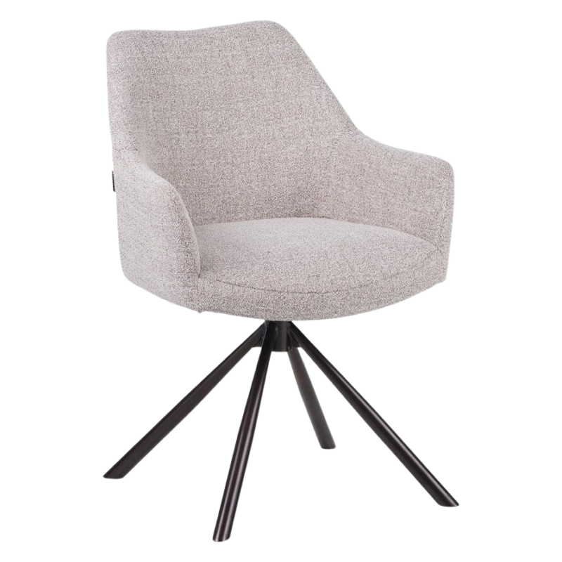 1_0fc4fbc9-1b29-40b0-99fc-90c32e7c29b6 Kova stoel off-white met gemêleerde stof en donkerbruin frame