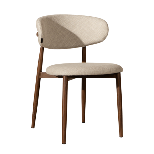 Kera stoel beige met comfortabele zitting en linnenmix bekleding