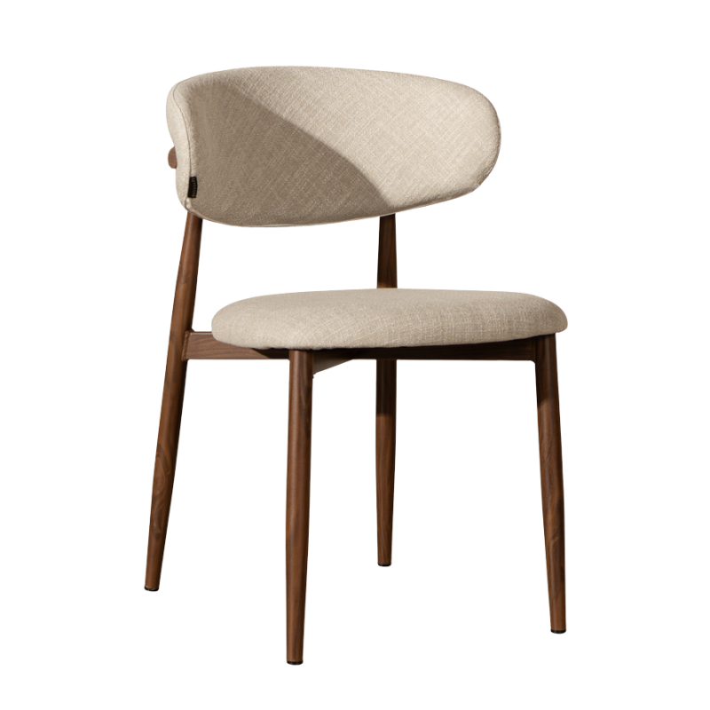 Kera stoel beige met comfortabele zitting en linnenmix bekleding