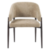 Kruno stoel beige met gestoffeerde zitting en donkerbruin frame