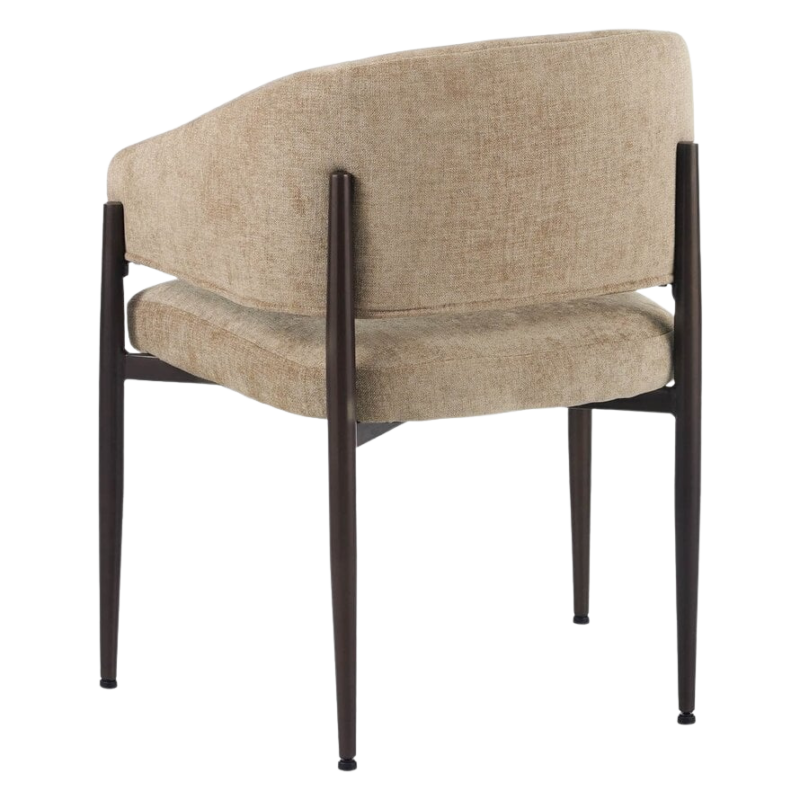 Kruno stoel beige met gestoffeerde zitting en donkerbruin frame