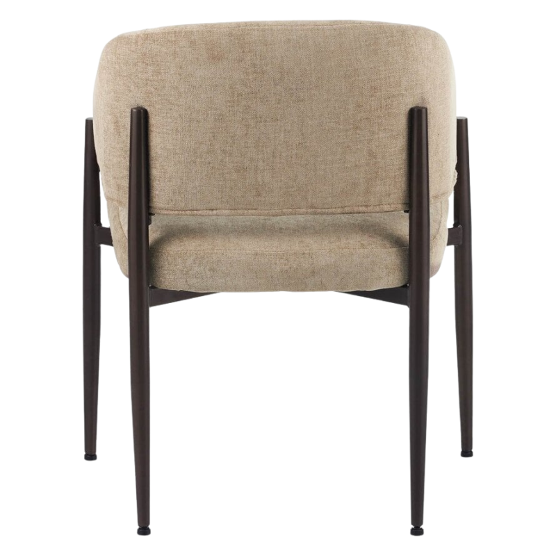 Kruno stoel beige met gestoffeerde zitting en donkerbruin frame