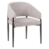 Kruno stoel off-white met gebogen rugleuning en donkerbruin frame