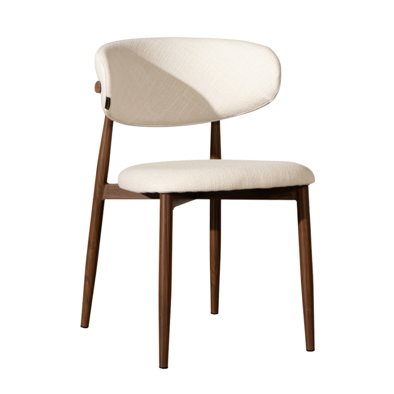Kera stoel beige met comfortabele zitting en linnenmix bekleding