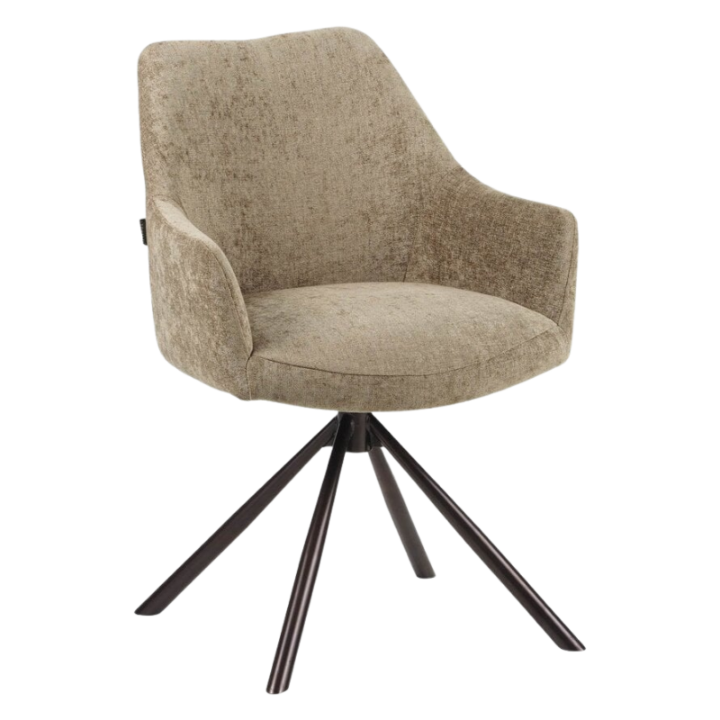6_f22a27ac-8d7c-4866-b5bc-2bb9e2eed6c4 Kova stoel taupe met luxe bekleding en donkerbruin frame