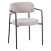 Kio stoel off white met armleuningen en donkerbruin frame