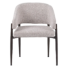 Kruno stoel off-white met gebogen rugleuning en donkerbruin frame