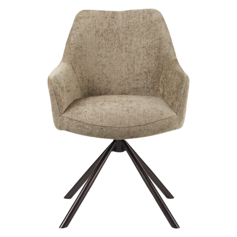 7_a1b59fd7-b4d0-46d6-9892-342de40b3ce4 Kova stoel taupe met luxe bekleding en donkerbruin frame
