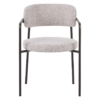 Kio stoel off white met armleuningen en donkerbruin frame