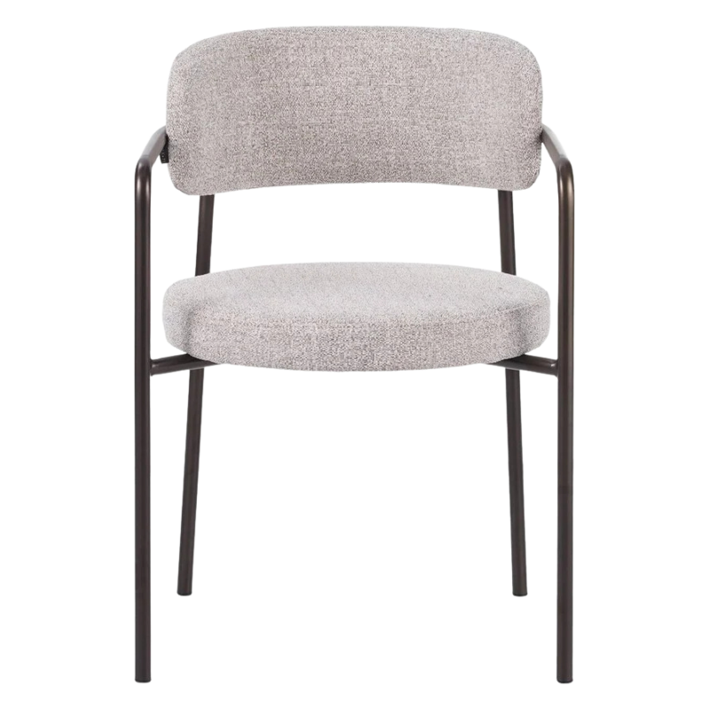 Kio stoel off white met armleuningen en donkerbruin frame