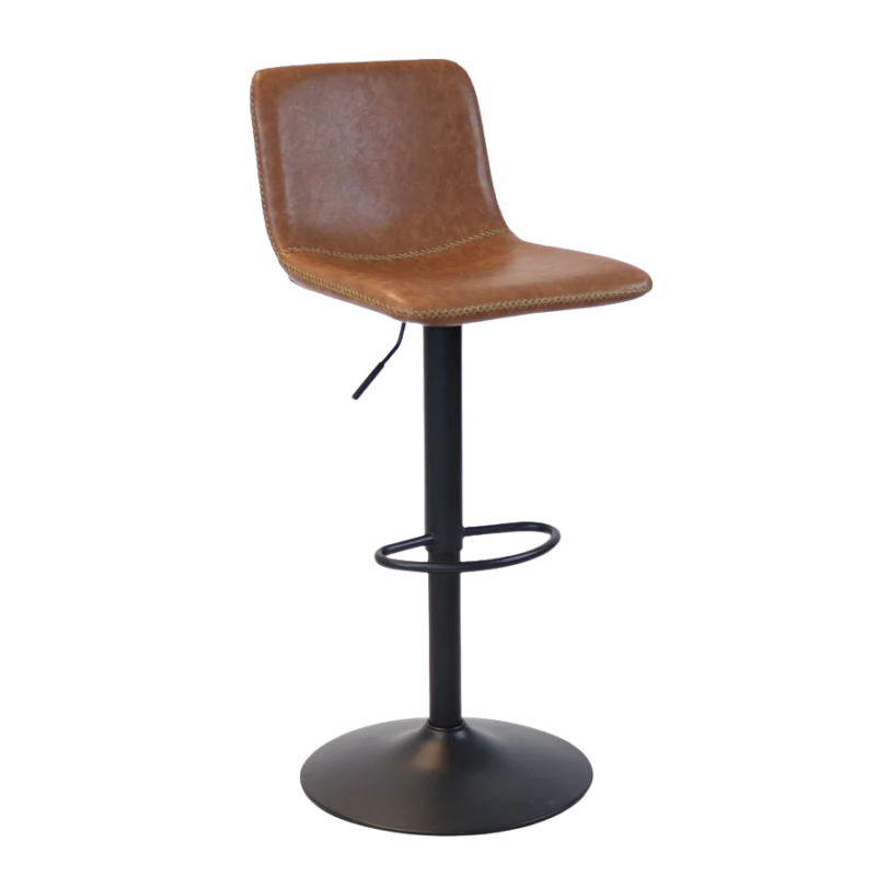 Kex barkruk cognac eco leer met zwart metalen onderstel