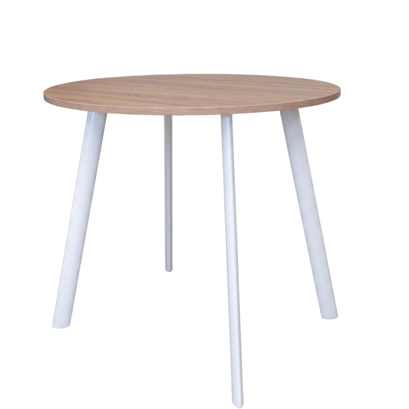 8-eiken-wit Vergadertafel Modu high 120cm rond