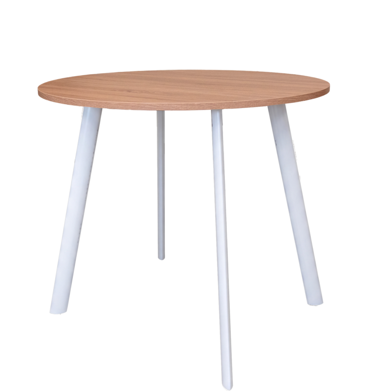 8-havana-wit Vergadertafel Modu high 120cm rond