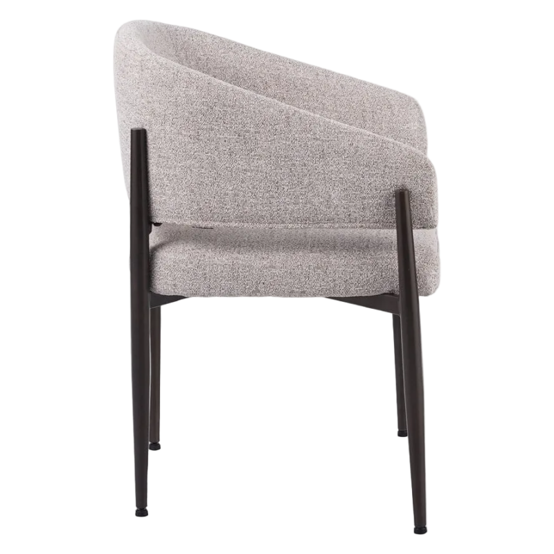 Kruno stoel off-white met gebogen rugleuning en donkerbruin frame