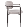 Kio stoel off white met armleuningen en donkerbruin frame