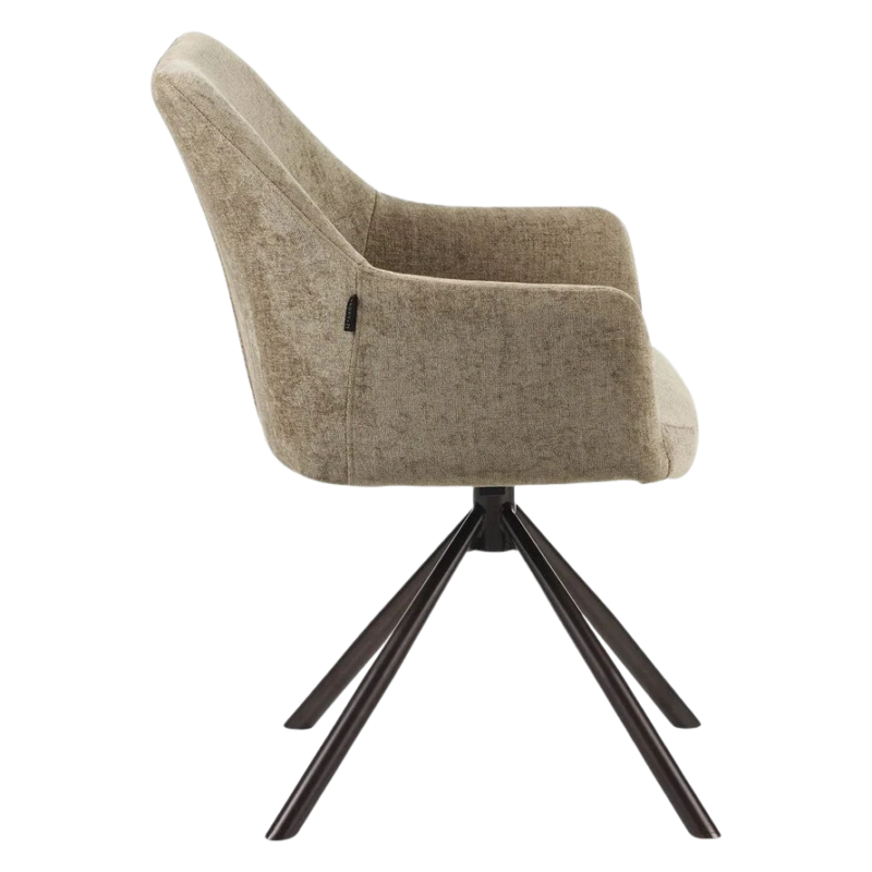 8_8d15109d-09f4-4a84-a3af-60880851d62f Kova stoel taupe met luxe bekleding en donkerbruin frame
