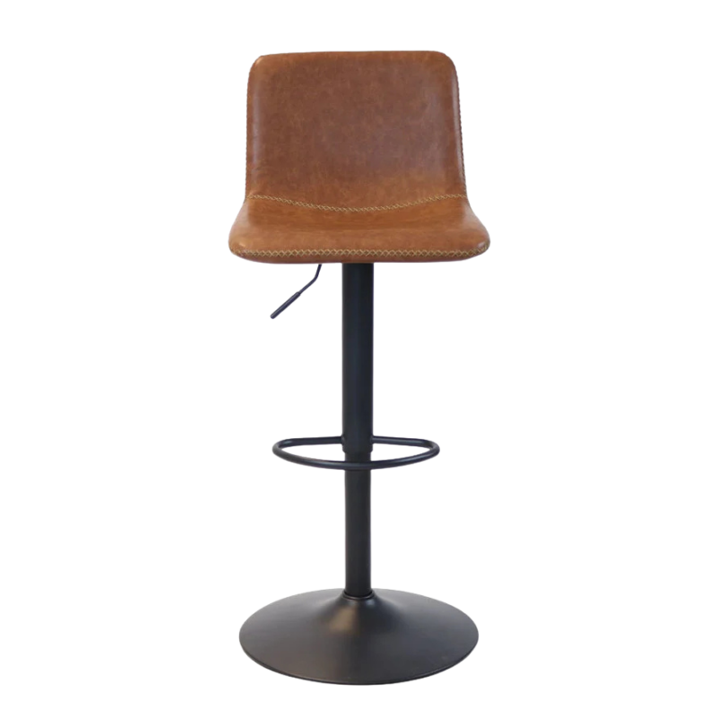 Kex barkruk cognac eco leer met zwart metalen onderstel