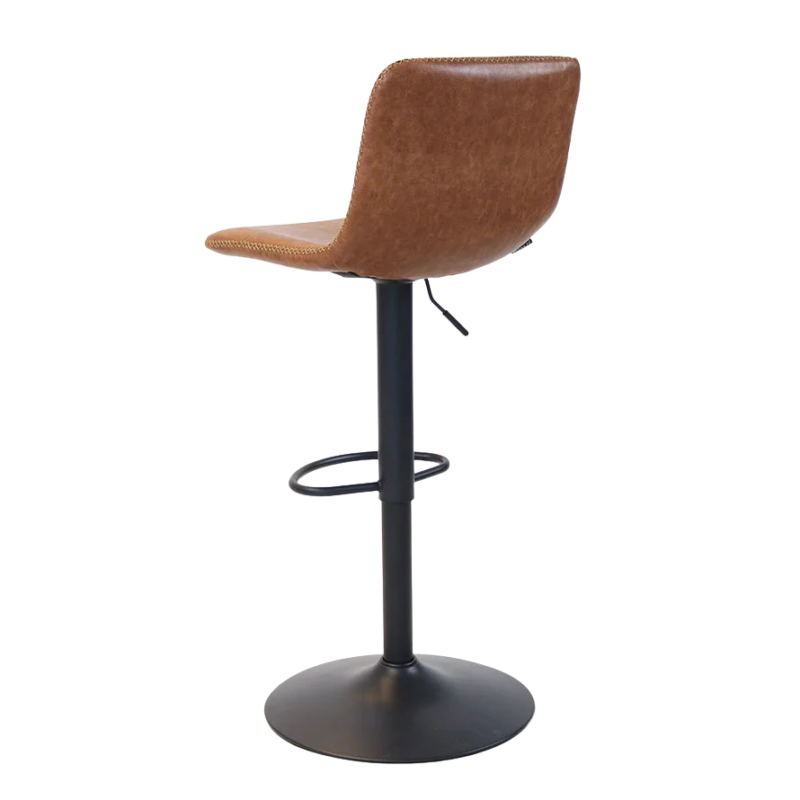Kex barkruk cognac eco leer met zwart metalen onderstel