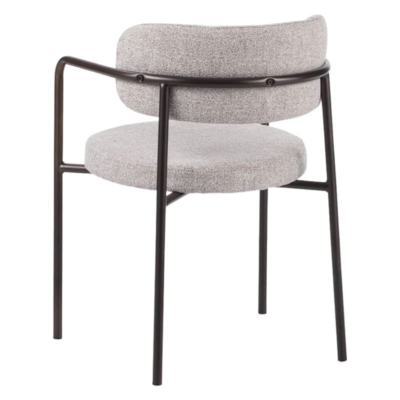 Kio stoel off white met armleuningen en donkerbruin frame