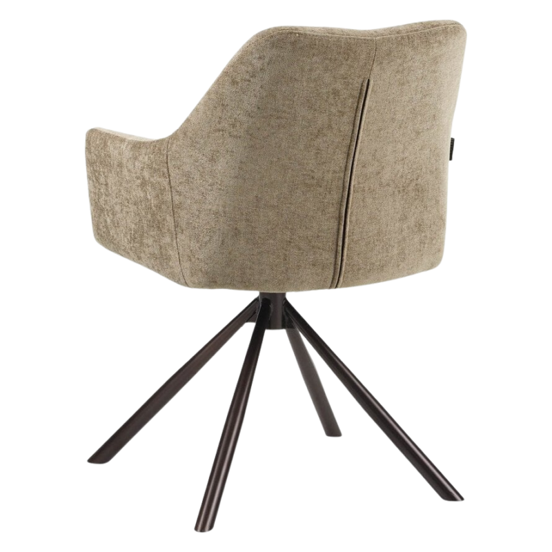 9_eadc27c1-1b68-4646-b124-7c4fc987251f Kova stoel taupe met luxe bekleding en donkerbruin frame