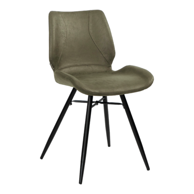 Kleeve stoel groen eco-leer met zwart stalen frame