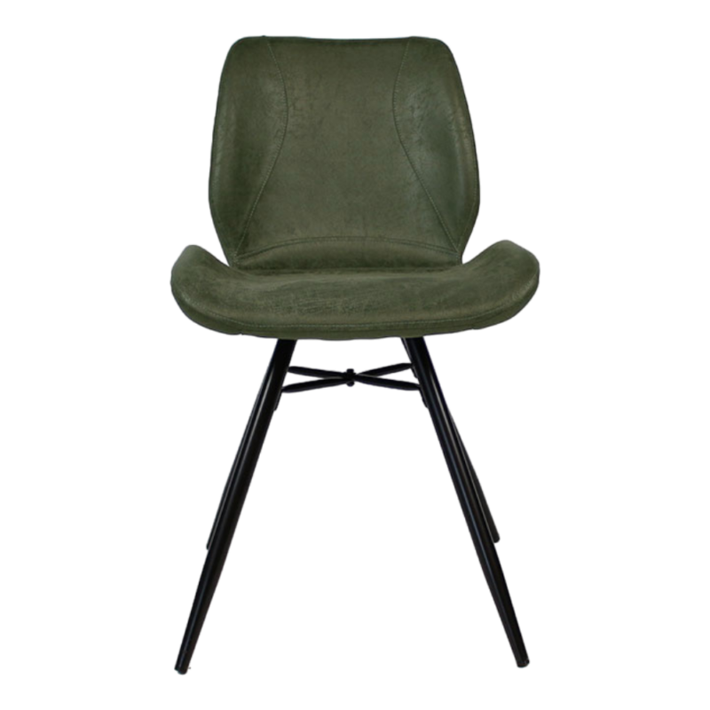 Kleeve stoel groen eco-leer met zwart stalen frame