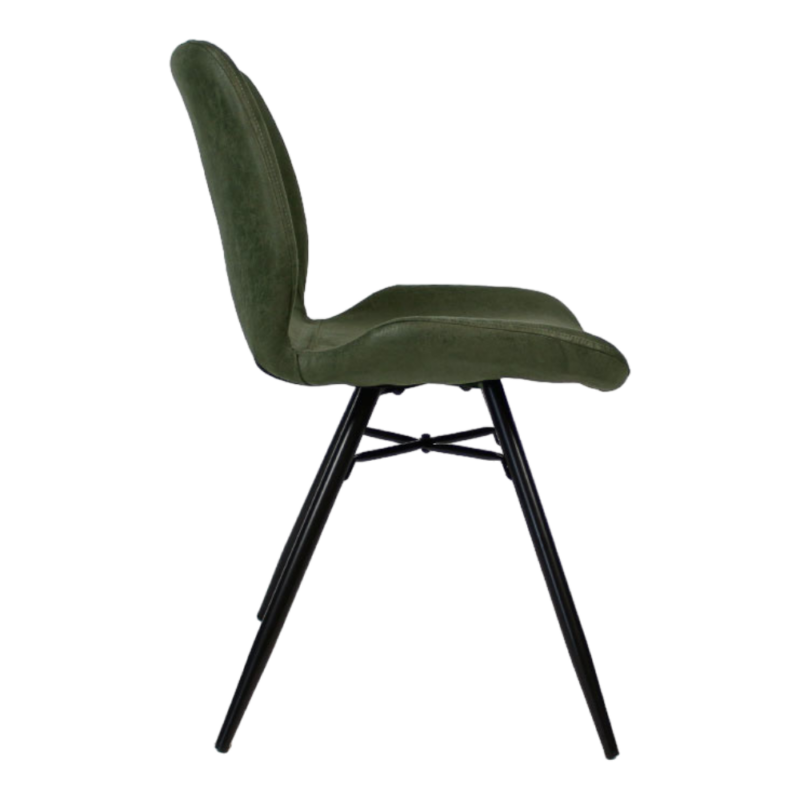Kleeve stoel groen eco-leer met zwart stalen frame
