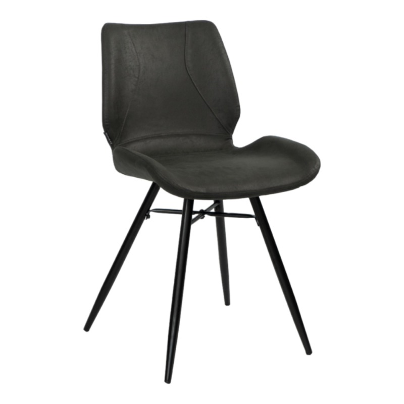 Kleeve stoel zwart eco-leer met zwart stalen frame