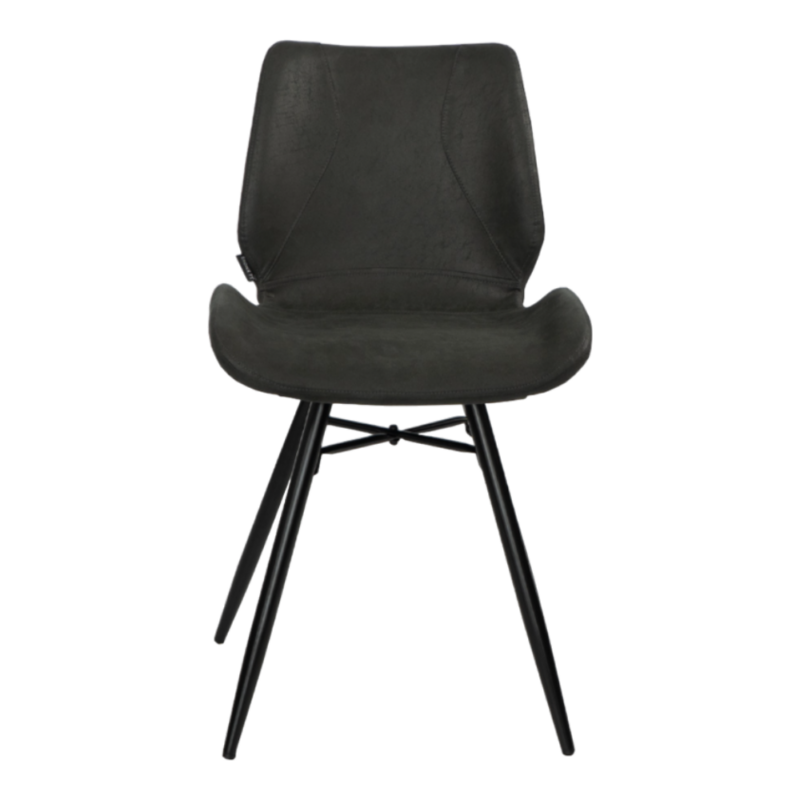 Kleeve stoel zwart eco-leer met zwart stalen frame