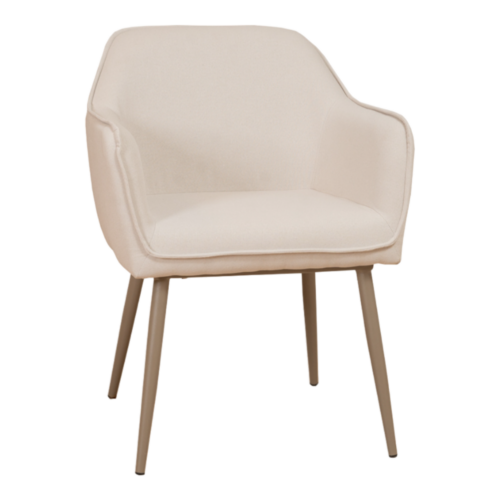Kelder stoel beige met royale zitting en taupekleurig metalen frame