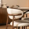 Kera stoel beige met comfortabele zitting en linnenmix bekleding