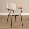 bronx71-stoel-oskar-beige-gerecycled-polyester_5 Kax stoel beige met houten armleuningen en zwart metalen frame